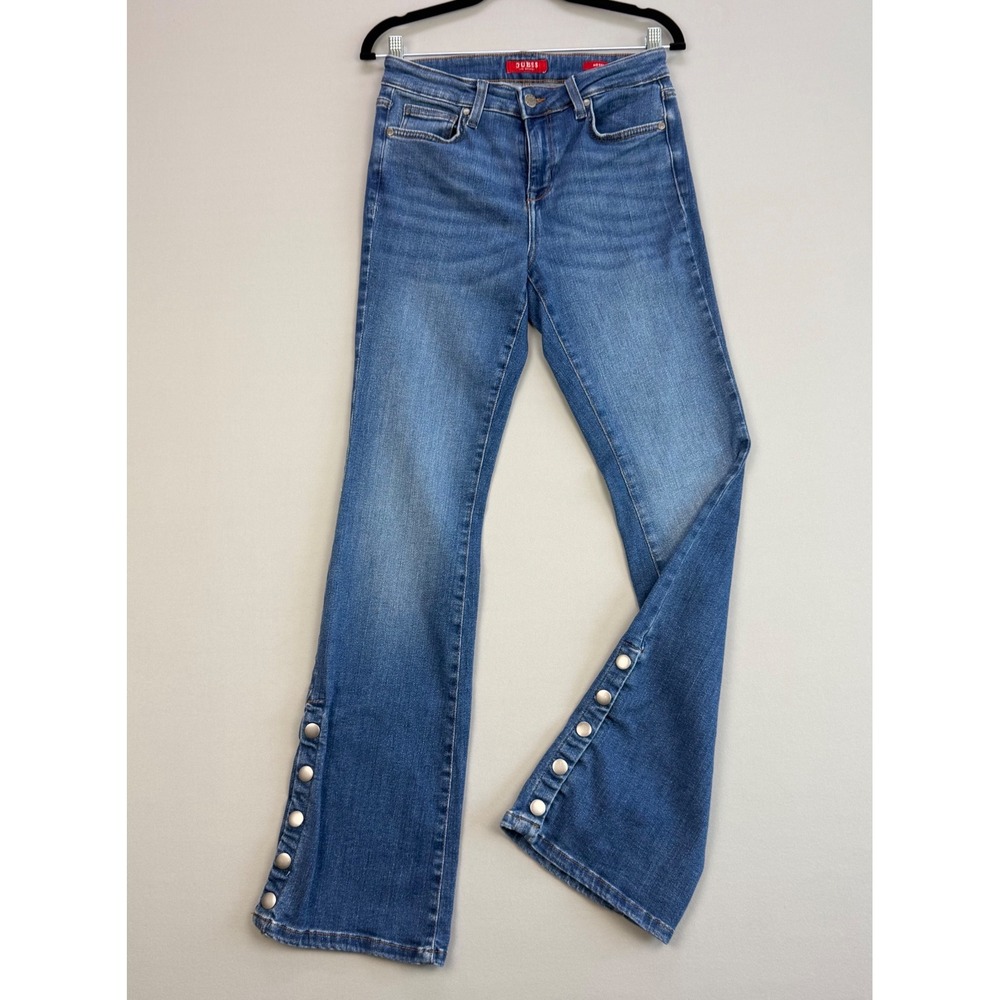 Guess Y2K Flare Jeans Snap Button Hem Retro 70s Western Cowgirl Denim Size 27